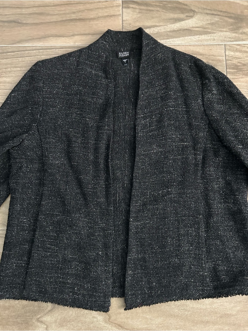 Eileen Fisher Charcoal Open-Front Knit Cardigan | Size Large